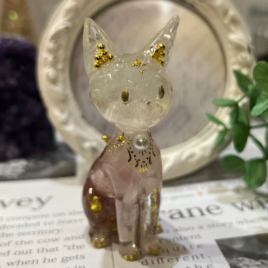 猫さんオルゴナイト　愛と癒し　ピンク