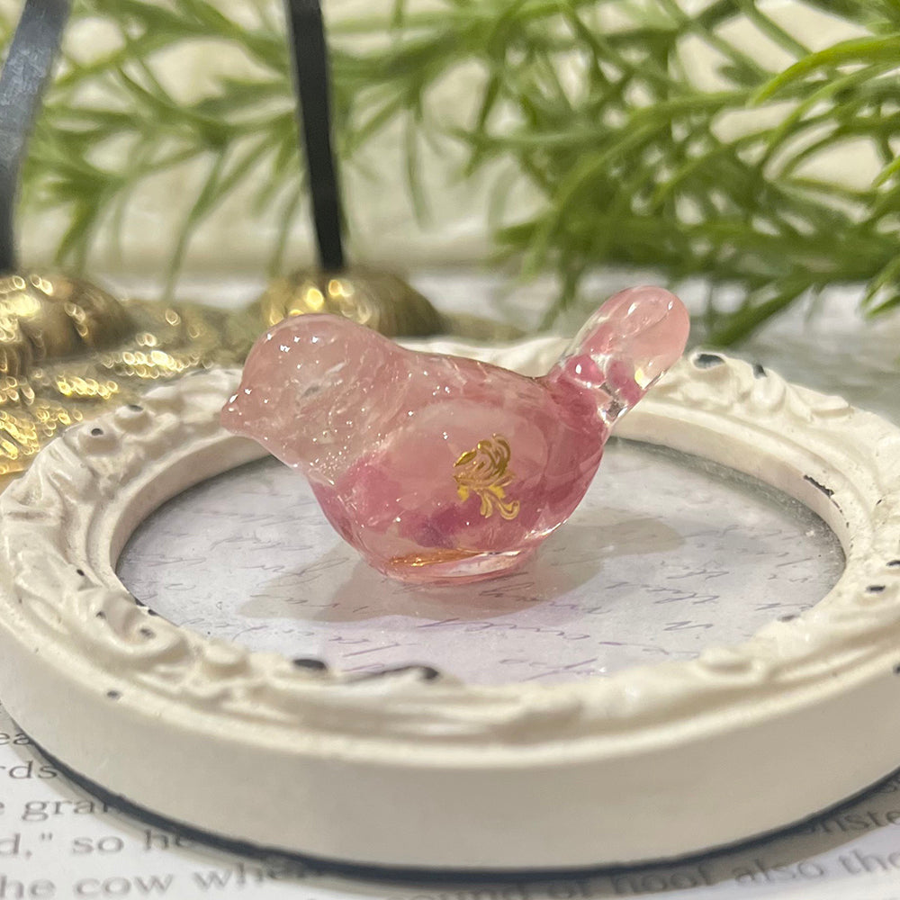 幸せの青い鳥とピンクの春告げ鳥 2点セット オルゴナイト 箸置き